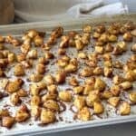 side view of roasted baby potatoes.