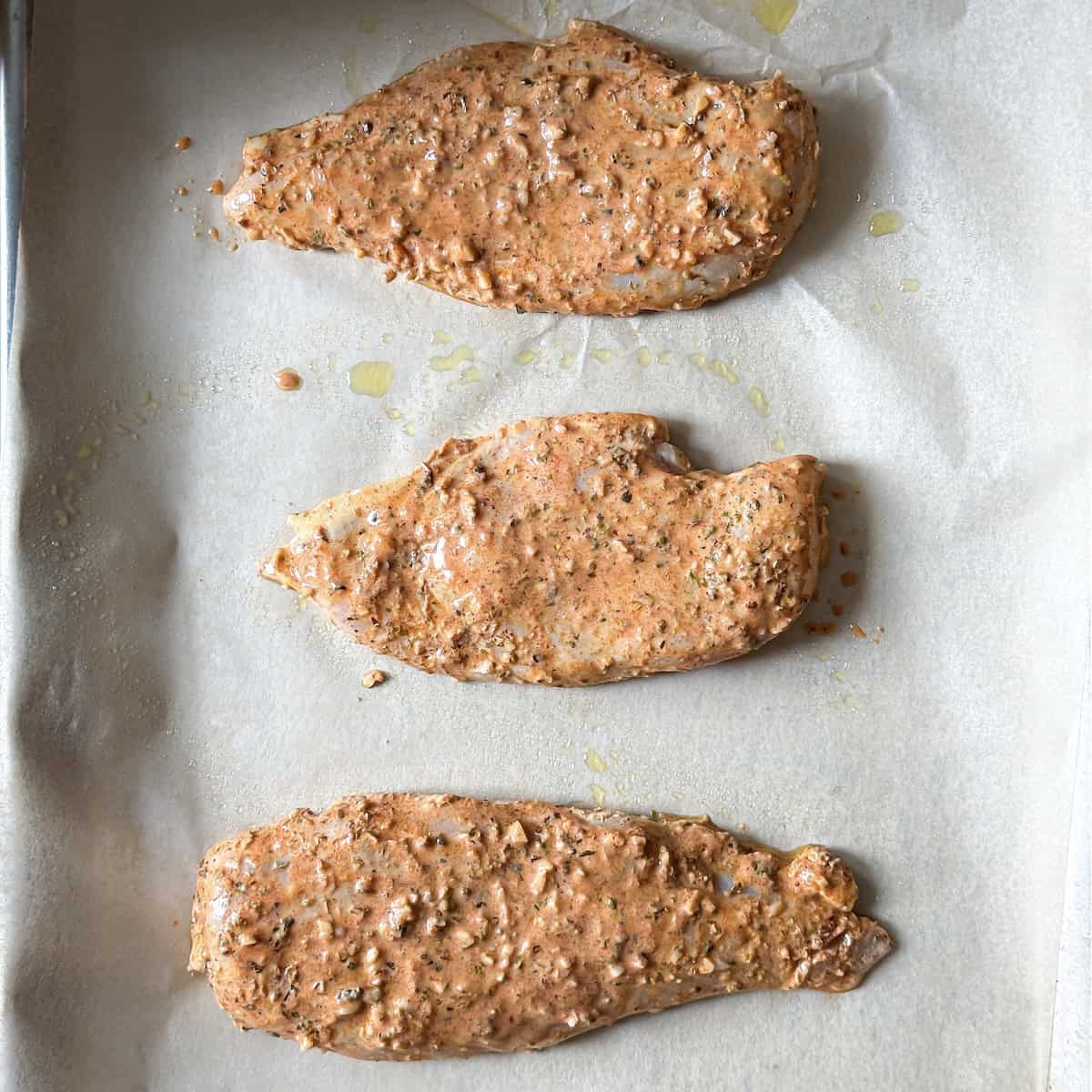 greek yogurt chicken marinade on chicken.