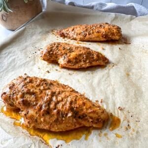 greek yogurt chicken marinade side view.