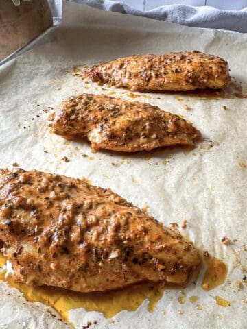 greek yogurt chicken marinade side view.
